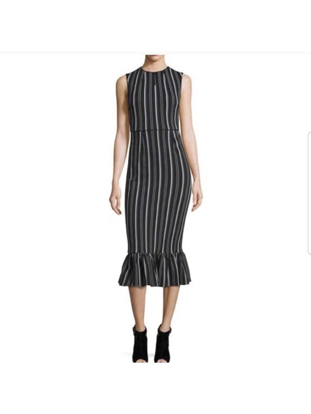 Opening Ceremony Lotus Striped Ruffle Hem Midi Dress Black White Sz. S